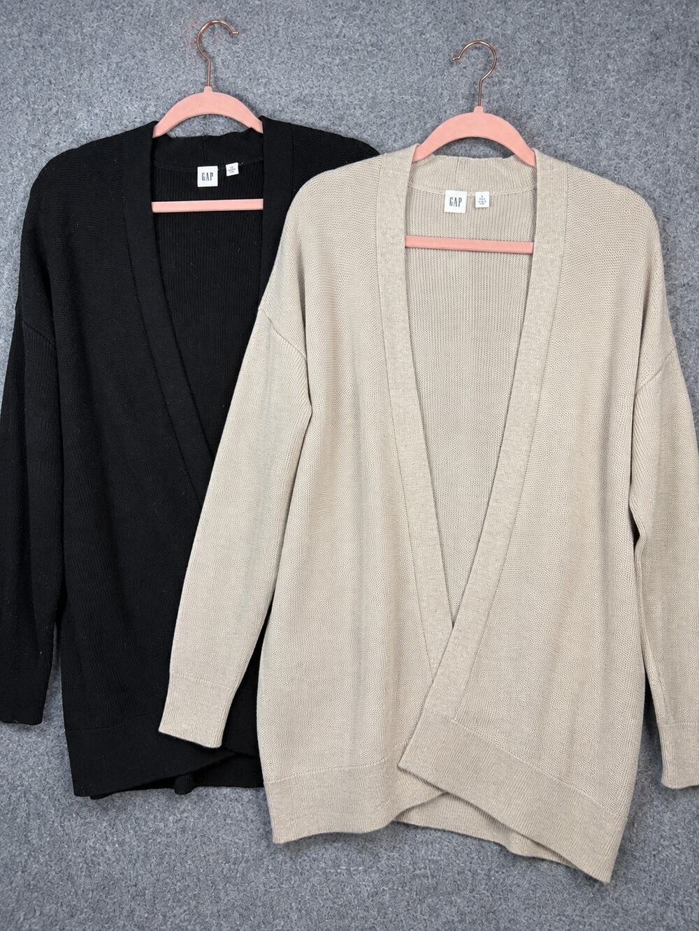 GAP True Soft Merino Wool Blend Cardigans Black Oatmeal S Tall Set of 2